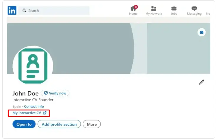 Perfil de LinkedIn con CV interactivo